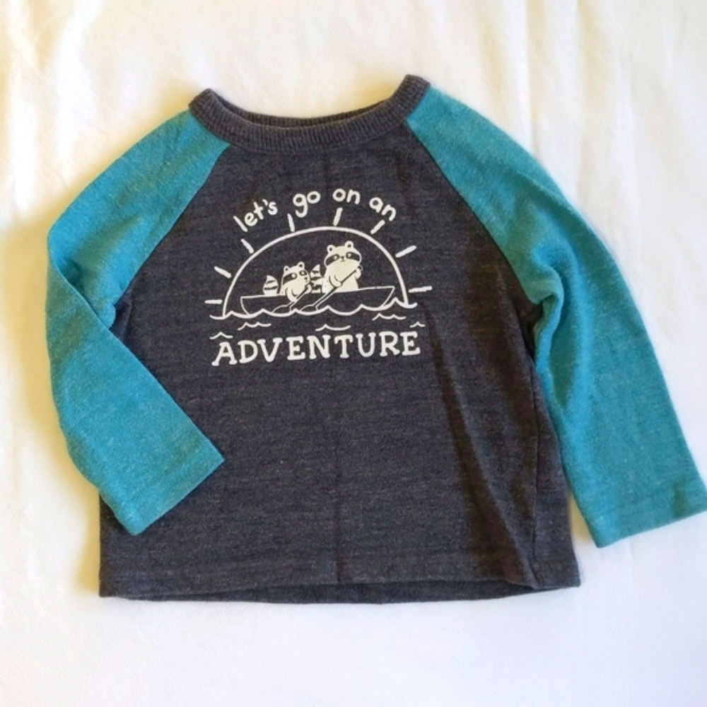 joe fresh adventure graphic raglan long sleeve shirt 6-12 months baby boy